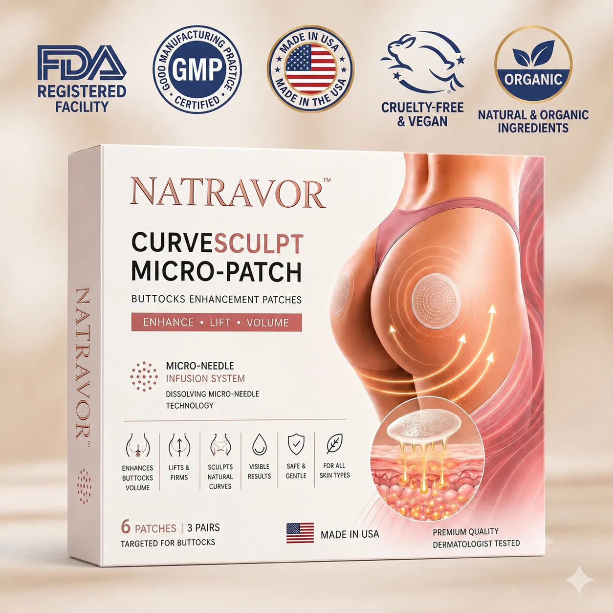 NATRAVOR™ CurveSculpt Micro-Patch ✦ Sculpt • Firm • Smooth Lower Body Curves ✦ Micro-Needle Infusion System