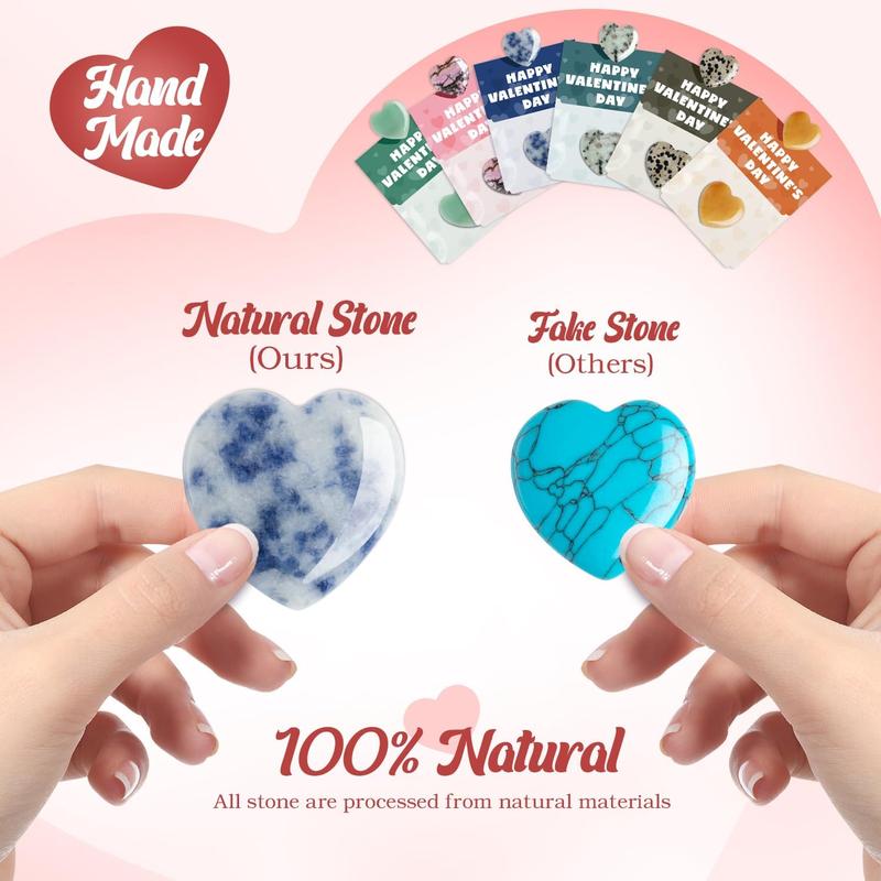 💘Valentine's Day Gem Gifts for Kids & Adults🎁 24-Pack Prefilled Cards with Heart-Shaped Gemstones