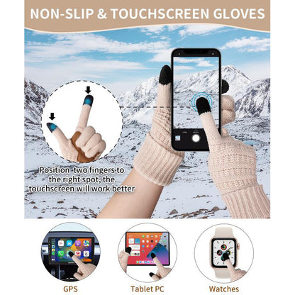 Winter Beanie Hat Scarf Touchscreen Gloves Set for Women Men, Warm Fleece Accessories Perfect 3 PCS Birthday Gift