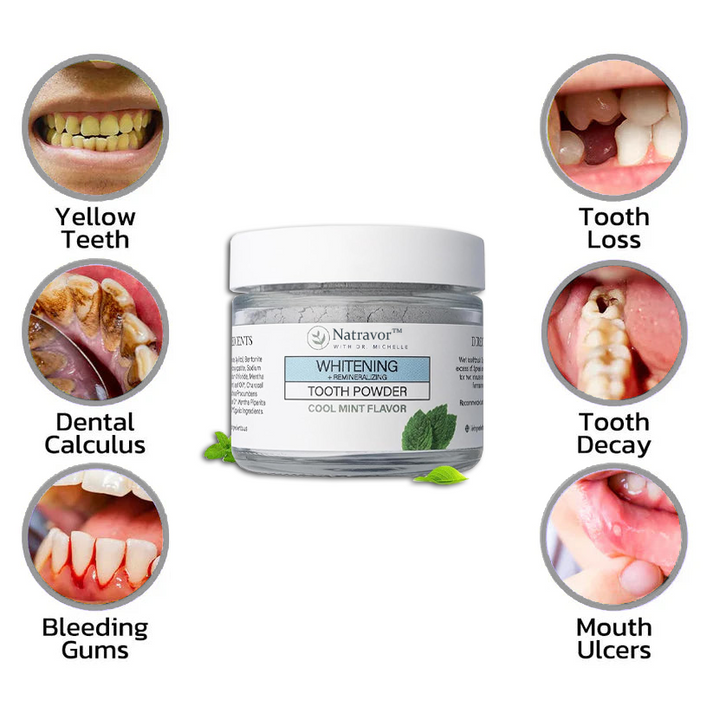 Natravor™Remineralizing & Whitening Tooth Powder Cool Mint | Fluoride-Free Hydroxyapatite Formula | Supports Enamel Strength and Natural Whitening