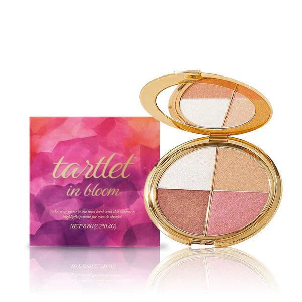 Highlighting Eye & Cheek Palette – 4 Pro-Curated Shades for Cheeks & Lids, Silky Lightweight Lit-From-Within Glow with Diamond Powder Soft-Focus Finish