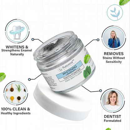 Natravor™Remineralizing & Whitening Tooth Powder Cool Mint | Fluoride-Free Hydroxyapatite Formula | Supports Enamel Strength and Natural Whitening