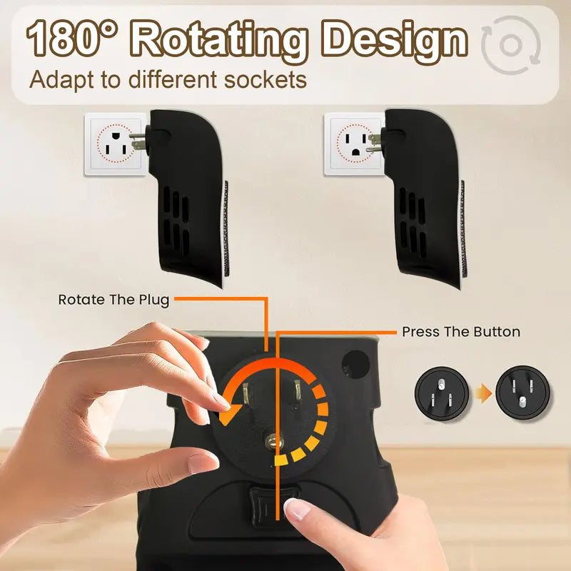 Wall Outlet Space Heater, 450W Plug in Electric Heater with Adjustable Thermostat