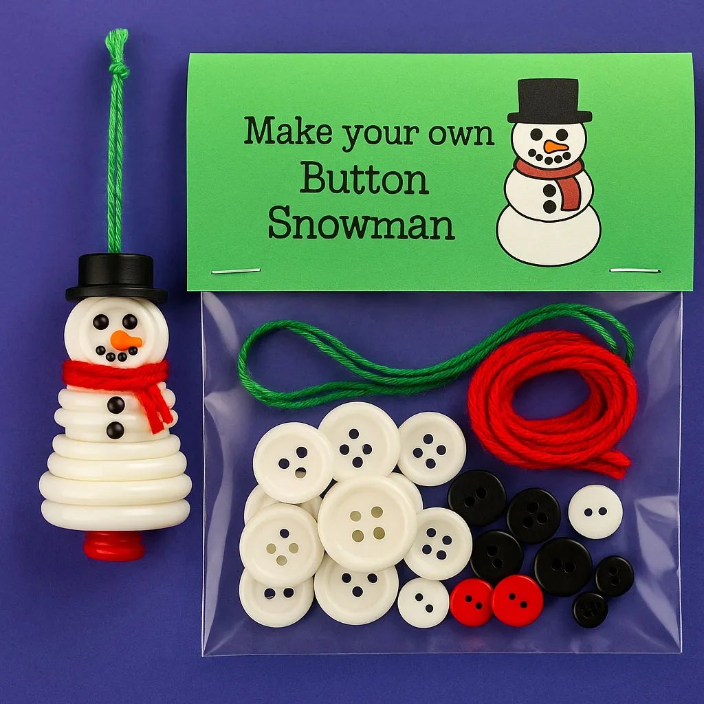 ☃️ DIY Button Snowman Ornament Kit