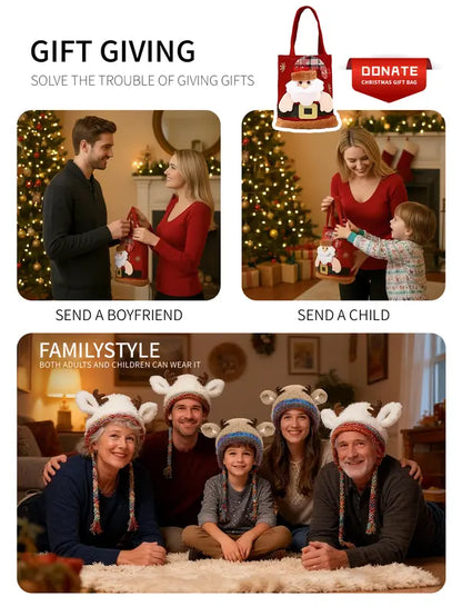 Festive Christmas Antler Knit Hat – Warm, Windproof & One Size Fits All