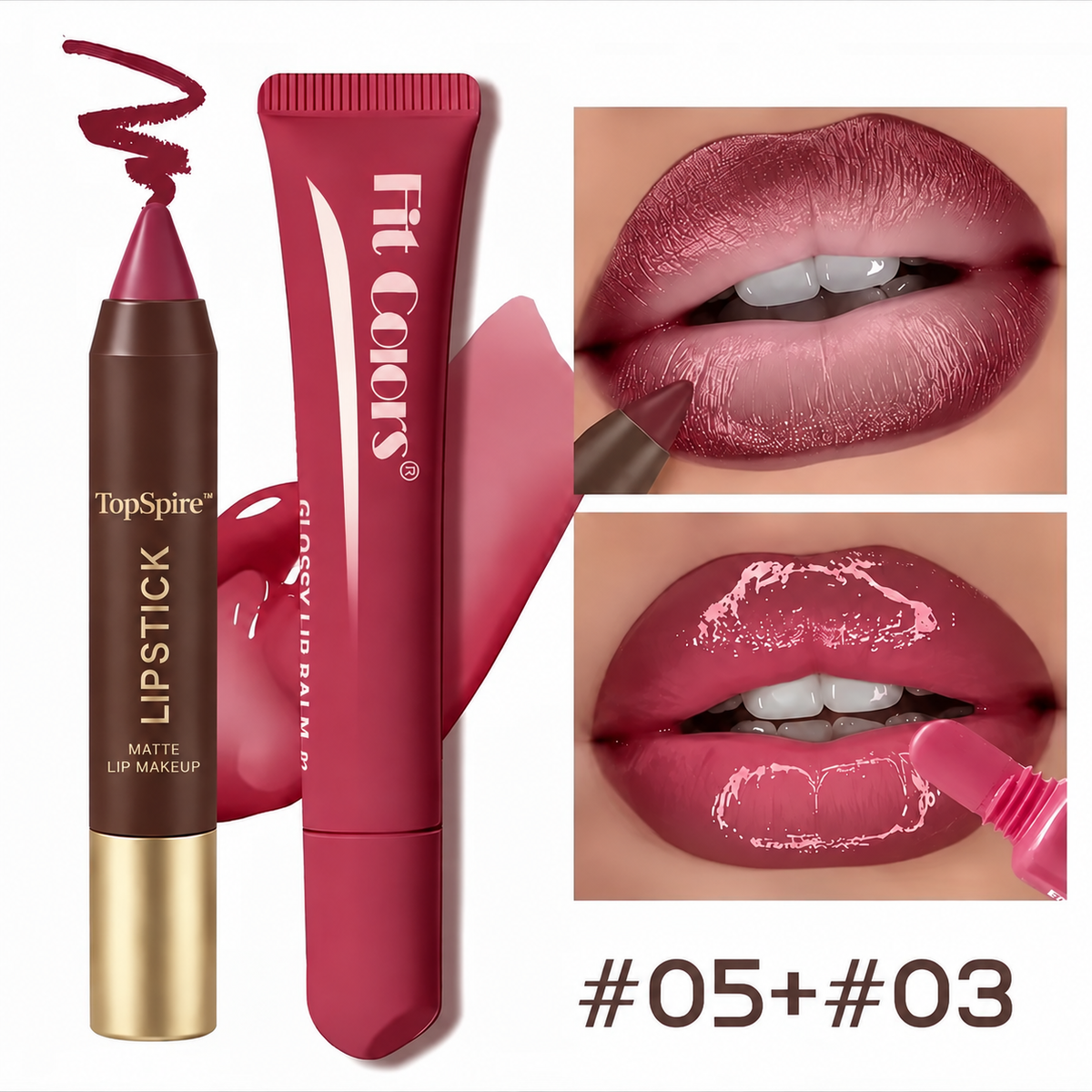 TopSpire™ Fit Colors Matte Lipliner and Moisturizing Lip Oil Cosmetic Set