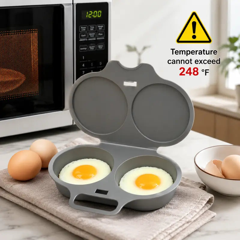 🍳 BUY 1 GET 1 FREE! ✨ Dual Cavity Microwave Egg Poacher – Quick Oil-Free Cooking, Food-Grade PP & Versatile Kitchen Essential 💫
