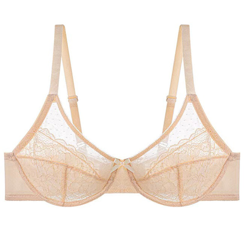 Enchante Floral Lace Plus Size Underwire Unlined Unpadded Minimizer Full Coverage Bra Women's Wear Comfortable Breathable Mesh Cup