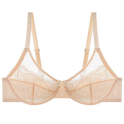 Enchante Floral Lace Plus Size Underwire Unlined Unpadded Minimizer Full Coverage Bra Women's Wear Comfortable Breathable Mesh Cup