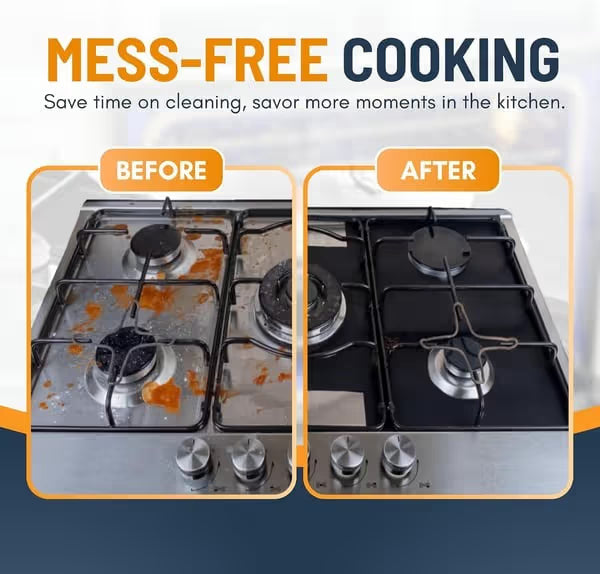 📢📢50% OFF !!⏰🎉 2026 Sale — Over 21,000 Sold! 🥘 Reusable Gas Stove Burner Liners♻️ (Set of 4)