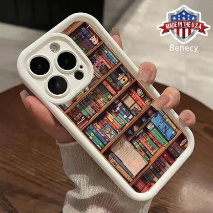 🔥LAST DAY 49% OFF📚Cartoon Bookshelf Pattern TPU Phone Case for iPhone