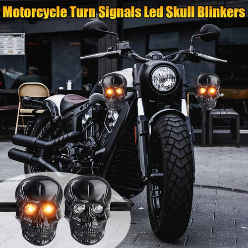 🏍️2025 Halloween Pre-Sale💥Skull Head LED Amber Turn Signal Indicator Light