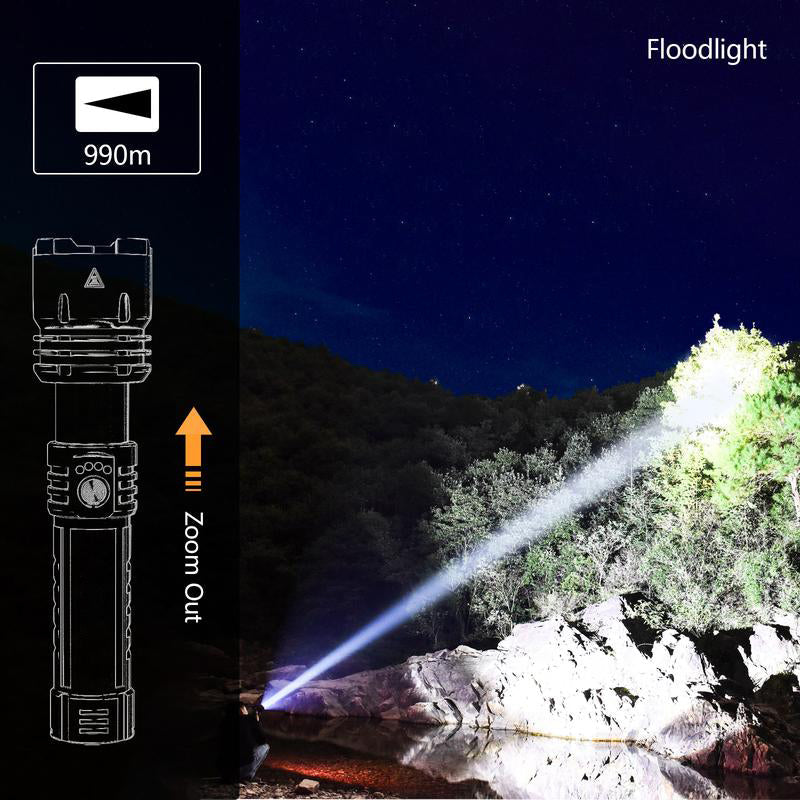 1376 LED Flashlight – High Lumen Rechargeable Torch with Fire-Gathering Lens