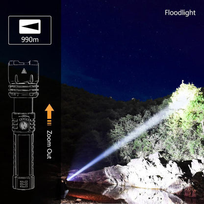 1376 LED Flashlight – High Lumen Rechargeable Torch with Fire-Gathering Lens