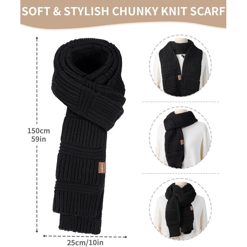 Winter Beanie Hat Scarf Touchscreen Gloves Set for Women Men, Warm Fleece Accessories Perfect 3 PCS Birthday Gift