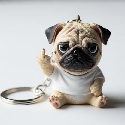 Middle Finger Pup Keychain