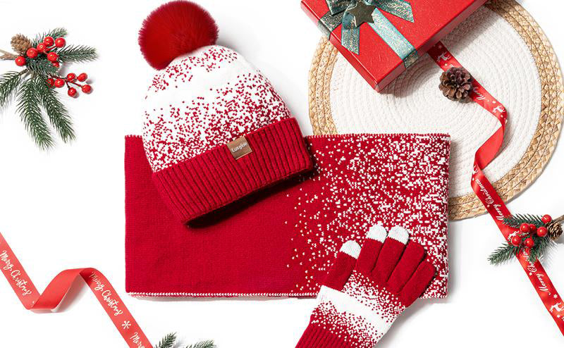 Winter Beanie Hat Scarf Touchscreen Gloves Set for Women Men, Warm Fleece Accessories Perfect 3 PCS Birthday Gift