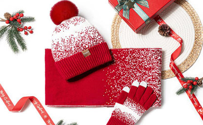 Winter Beanie Hat Scarf Touchscreen Gloves Set for Women Men, Warm Fleece Accessories Perfect 3 PCS Birthday Gift