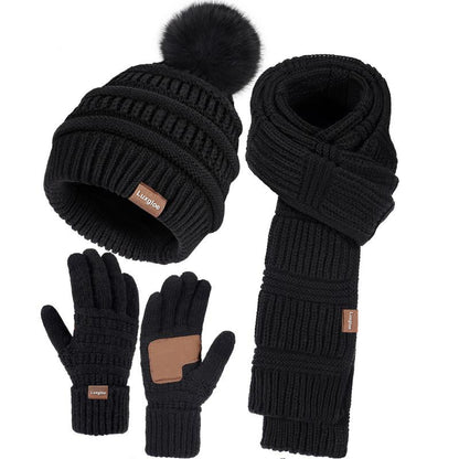 Winter Beanie Hat Scarf Touchscreen Gloves Set for Women Men, Warm Fleece Accessories Perfect 3 PCS Birthday Gift