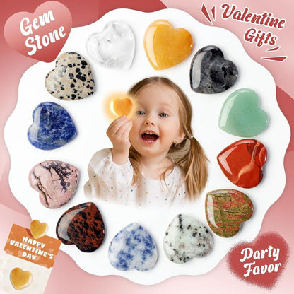 💘Valentine's Day Gem Gifts for Kids & Adults🎁 24-Pack Prefilled Cards with Heart-Shaped Gemstones