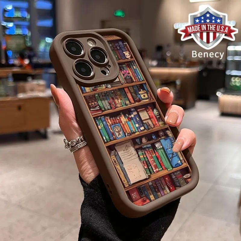 🔥LAST DAY 49% OFF📚Cartoon Bookshelf Pattern TPU Phone Case for iPhone