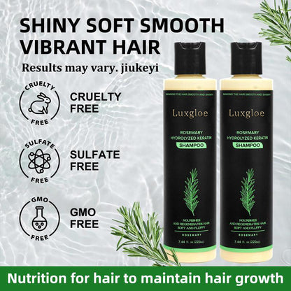Buy 2 Get 1 Free! Luxgloe Rosemary Shampoo & Hair Serum – Boost Growth, Reduce Oil & Dandruff, Restore Shine