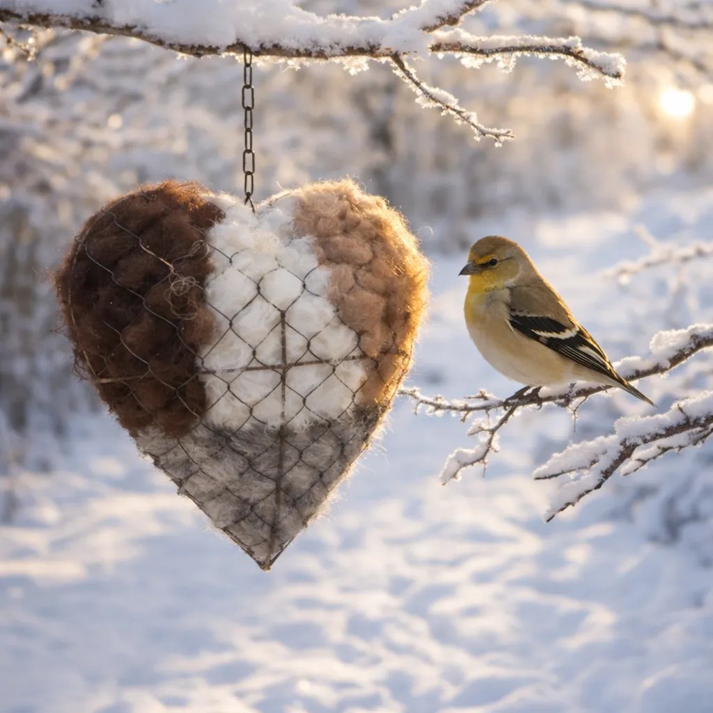 🕊️Handmade Alpaca Fiber Bird Nesting Heart