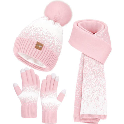 Winter Beanie Hat Scarf Touchscreen Gloves Set for Women Men, Warm Fleece Accessories Perfect 3 PCS Birthday Gift